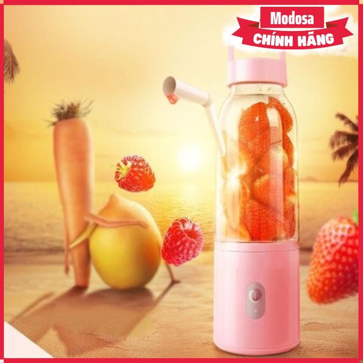 Máy Xay Sinh Tố Modosa Mini Cầm Tay 500Ml Dùng Sạc Không Dây Tiện Lợi Di Chuyển. Shop Giao Mầu Ngãu Nhiên - Hàng Chính Hãng