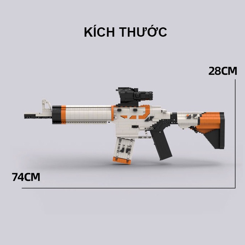 Đồ Chơi Lắp Ghép Xếp Hình Mô Hình M4A4 Asiimov CSGO PUBG Với 1600+ Mảnh Ghép, Bản Thiết Kế Tiêu Chuẩn Kevin183