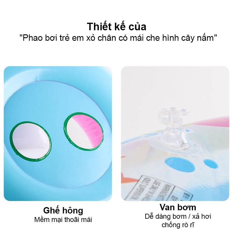 Phao bơi trẻ em xỏ chân có mái che hình cây nấm CN8