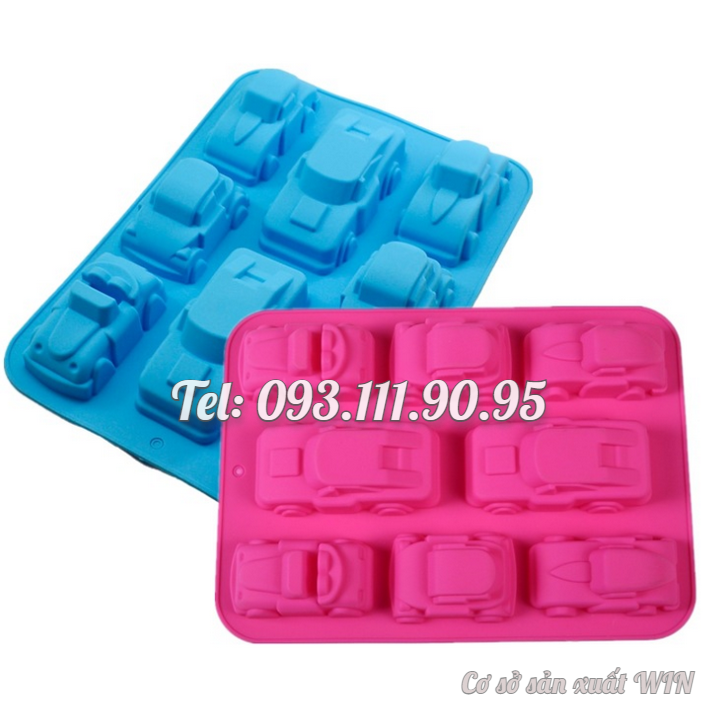 Khuôn silicon làm bánh, rau câu, socola 8 chiếc xe hơi – Mã số 1386