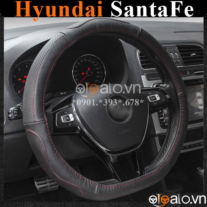 Bọc vô lăng D cut xe ô tô Hyundai Santafe volang Dcut da cao cấp - OTOALO