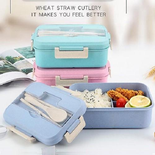 Hộp Cơm Lúa Mạch 3 Ngăn Tiện Lợi - Hộp Cơm Trưa Văn Phòng Picnic Dễ Dàng Sử Dụng