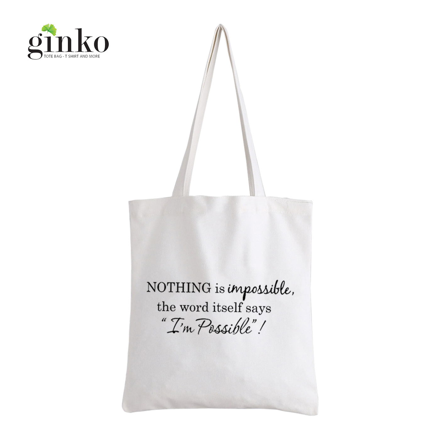 Túi Tote Vải Ginko Kiểu Basic In Hình I'M Possible A10