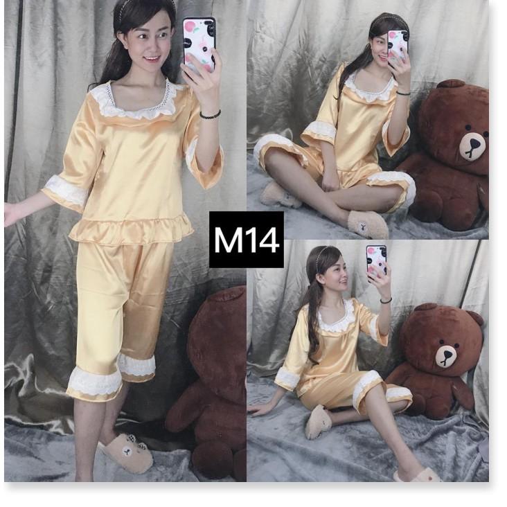 Set Đồ Bộ Ngủ Nữ Pijama Phi Lụa Phối Ren Tiểu Thư Cực Đáng Yêu _ Kèm Hình Thật