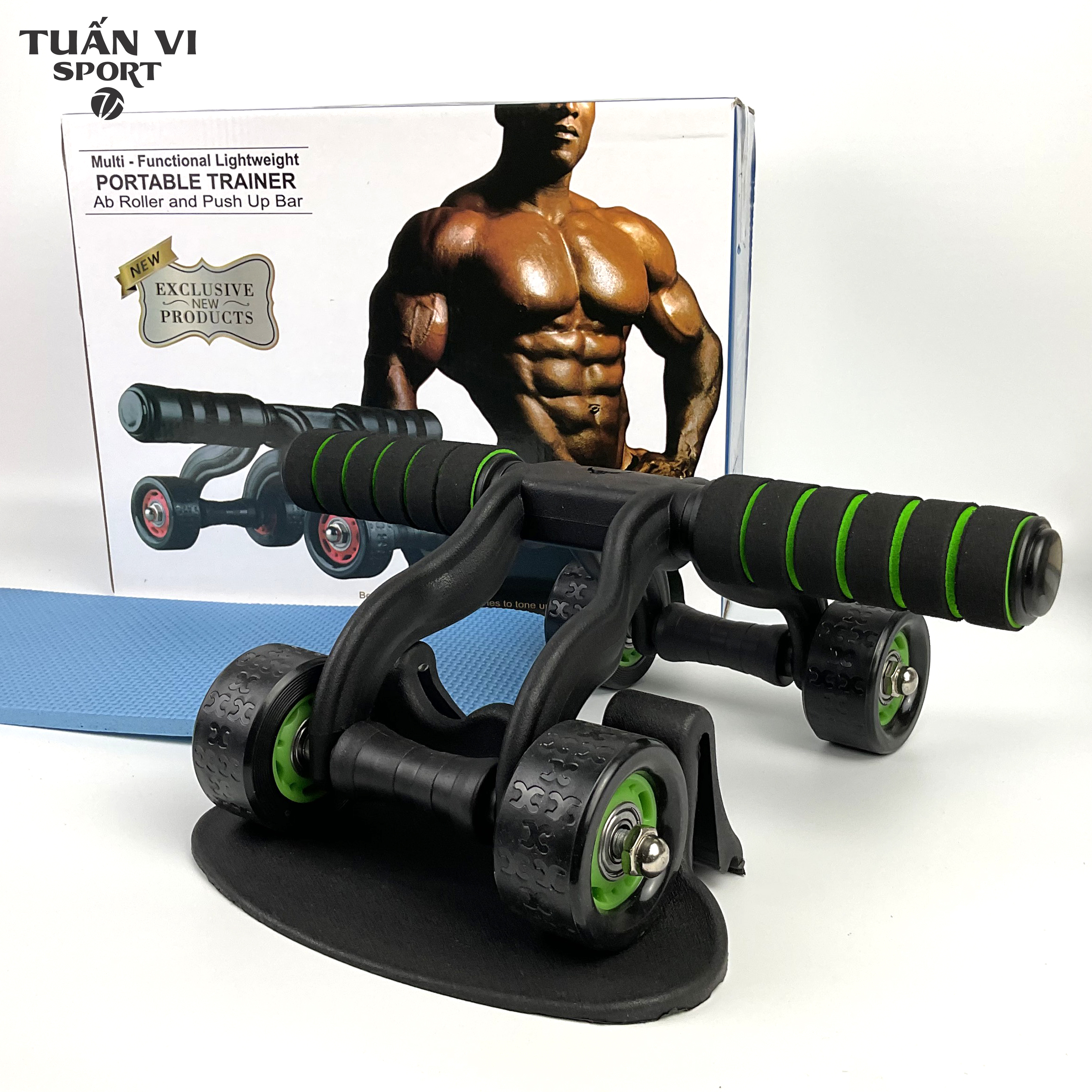 Con lăn tập bụng 4 bánh, con lăn tập gym, con lăn tập cơ bụng , dụng cụ tập thể dục thể thao tại nhà, văn phòng