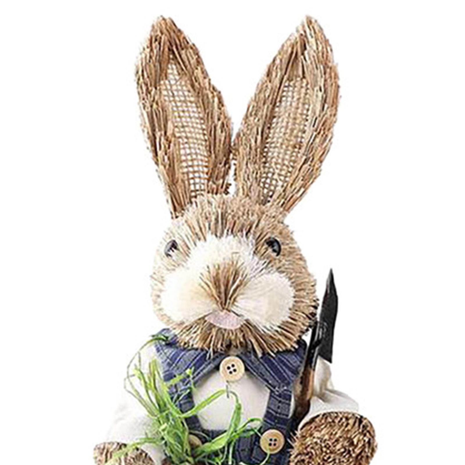 1 Set Straw Bunny Ornament w/ Clothes Easter for