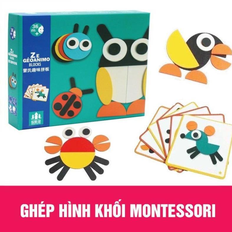 Bộ ghép hình Montessori Fun board, Giáo cụ Montessori ghép hình con vật cho bé phát triển phát triển tư duy