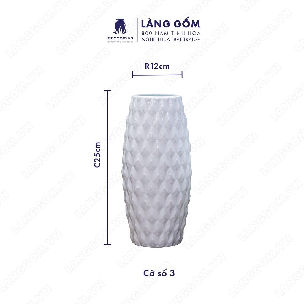 Bình hoa, lọ hoa Gốm sứ Bát Tràng cao cấp Men trắng bom mũi tên dùng làm quà tặng, trang trí - Làng Gốm Bát Tràng