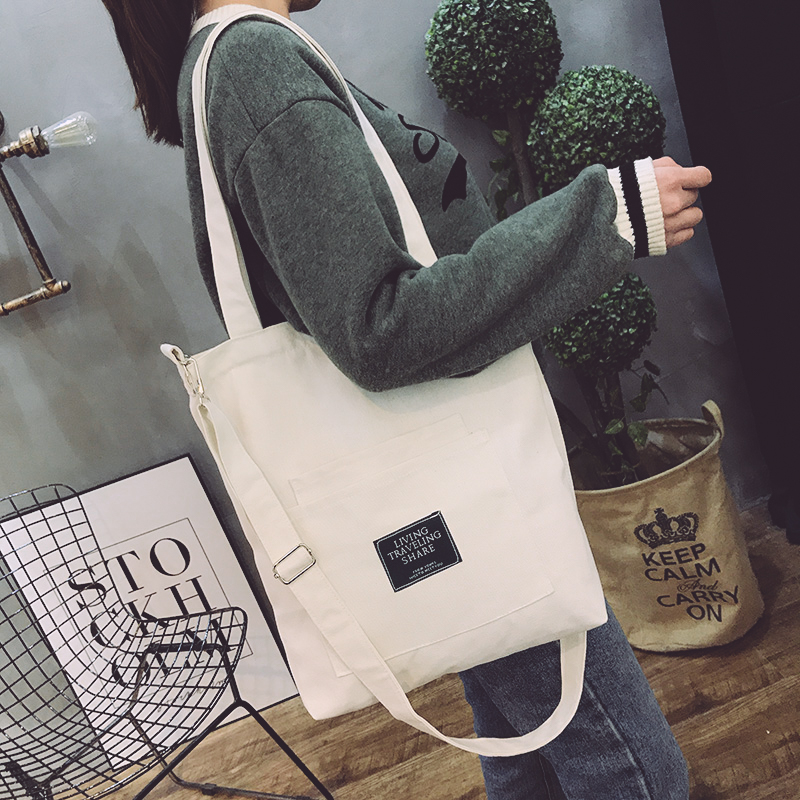 Túi Tote Đeo Chéo Vải Canvas Living Traveling Share Phong Cách Ulzzang Hàn Quốc BT17