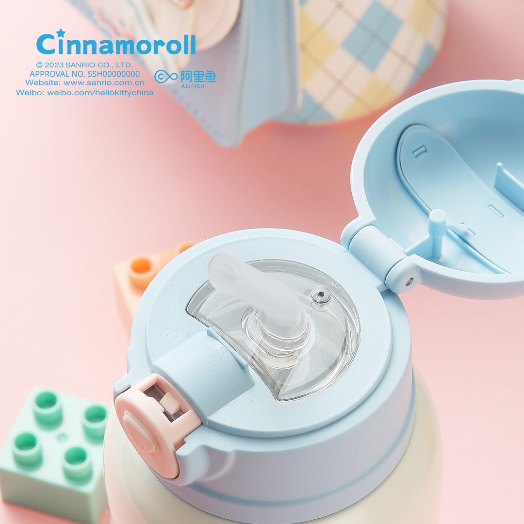 Bình giữ nhiệt Phiên bản GIỚI HẠN Chó Cinnamoroll Beddybear - Dung tích 530ml - 3 nắp thay thế - Túi đeo da cao cấp