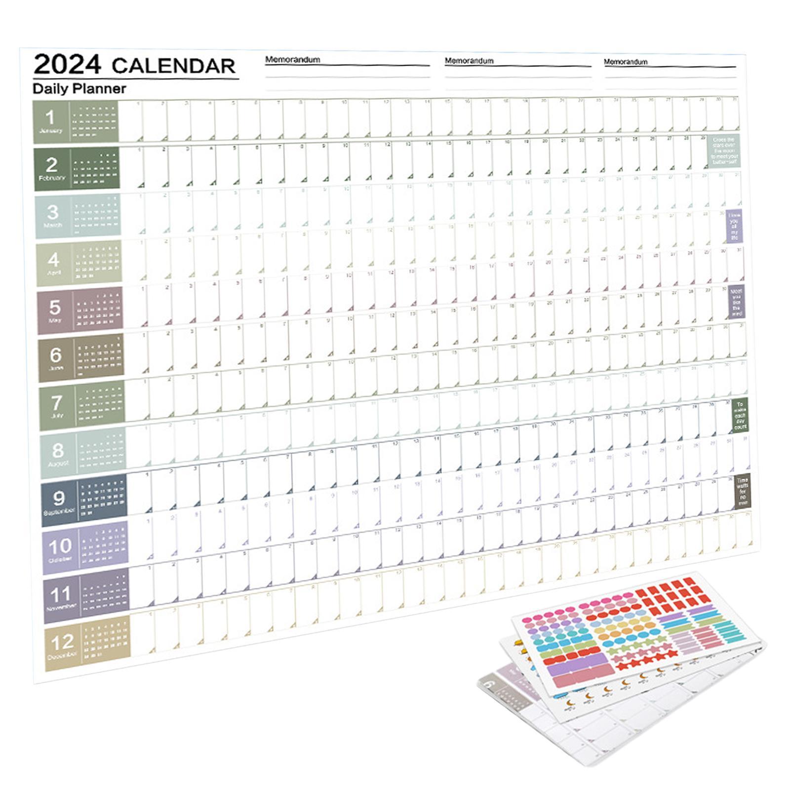 Wall Hanging Calendar 2024 Yearly Calendar Planner for Classroom House Tasks