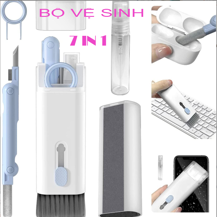 Bộ Vệ Sinh Đa Năng 7 in 1 Cao Cấp Vệ Sinh Tai Nghe, Bàn Phím, Điện Thoại, Laptop, Màn Hình