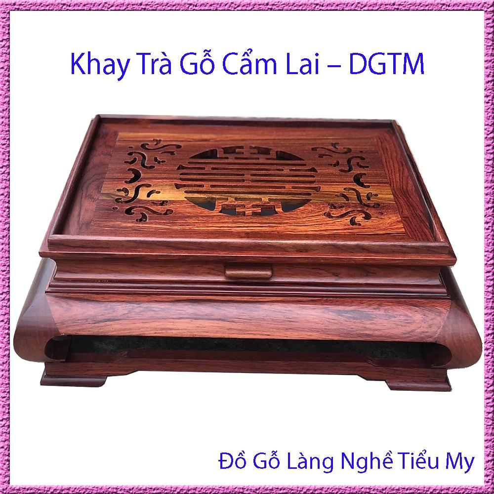 Khay Trà Gỗ Cẩm Lai Hàng Đẹp Kích Thước 46x37x16 Cm