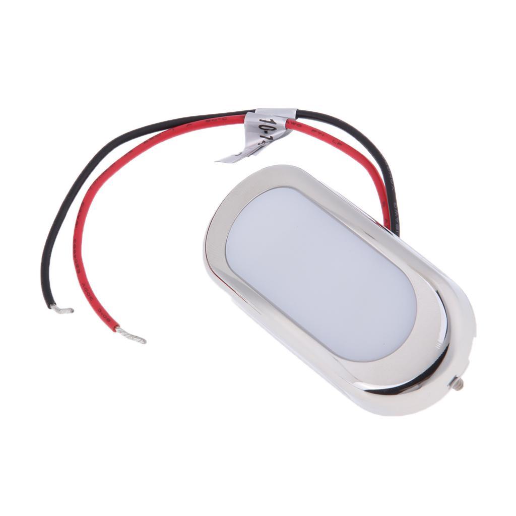 12V Marine Boat LED Oblong Oval Surface Mount Courtesy Light - Cool White