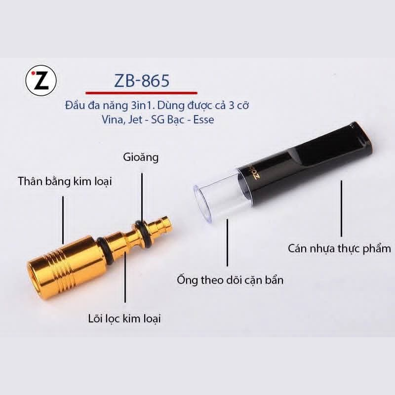 Đầu Lọc Thuốc Hộp 1 Chiếc ZB-865, Sử Dụng Đa Năng FULLSIZE Dùng Được Đầu Lớn & Vừa & Nhỏ , Sử dụng vĩnh viễn, Đầu lọc hút thuốc, đầu lọc hút thuốc lá, đầu lọc khói thuốc