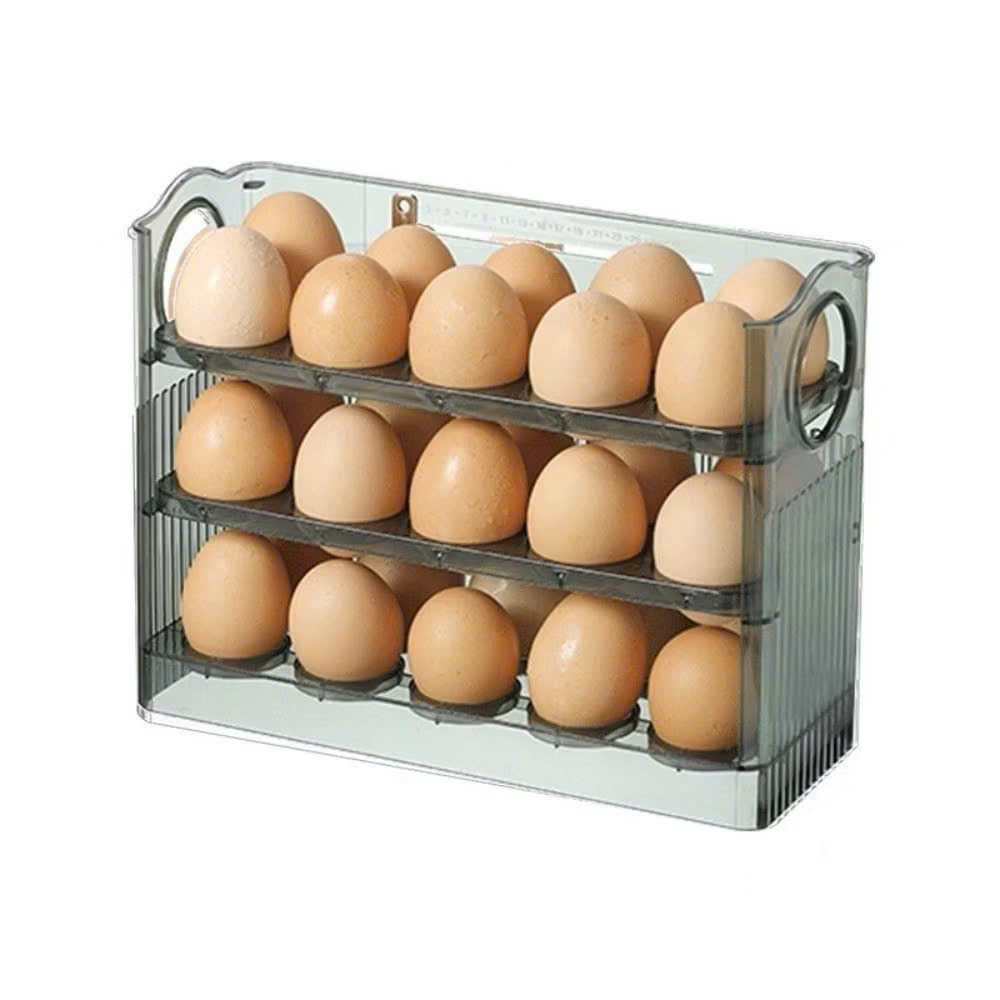 Khay Đựng Trứng 3 Tầng Thông Minh Chứa Hộp Đựng Trứng 30 Quả, Nhựa PET An Toàn - Hàng Chính Hãng MINIIN