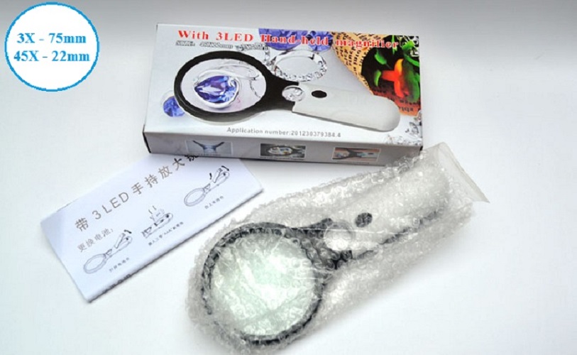 Kính lúp cầm tay hỗ trợ sửa chữa, đọc sách báo cho người cao tuổi phóng đại 3x-45x