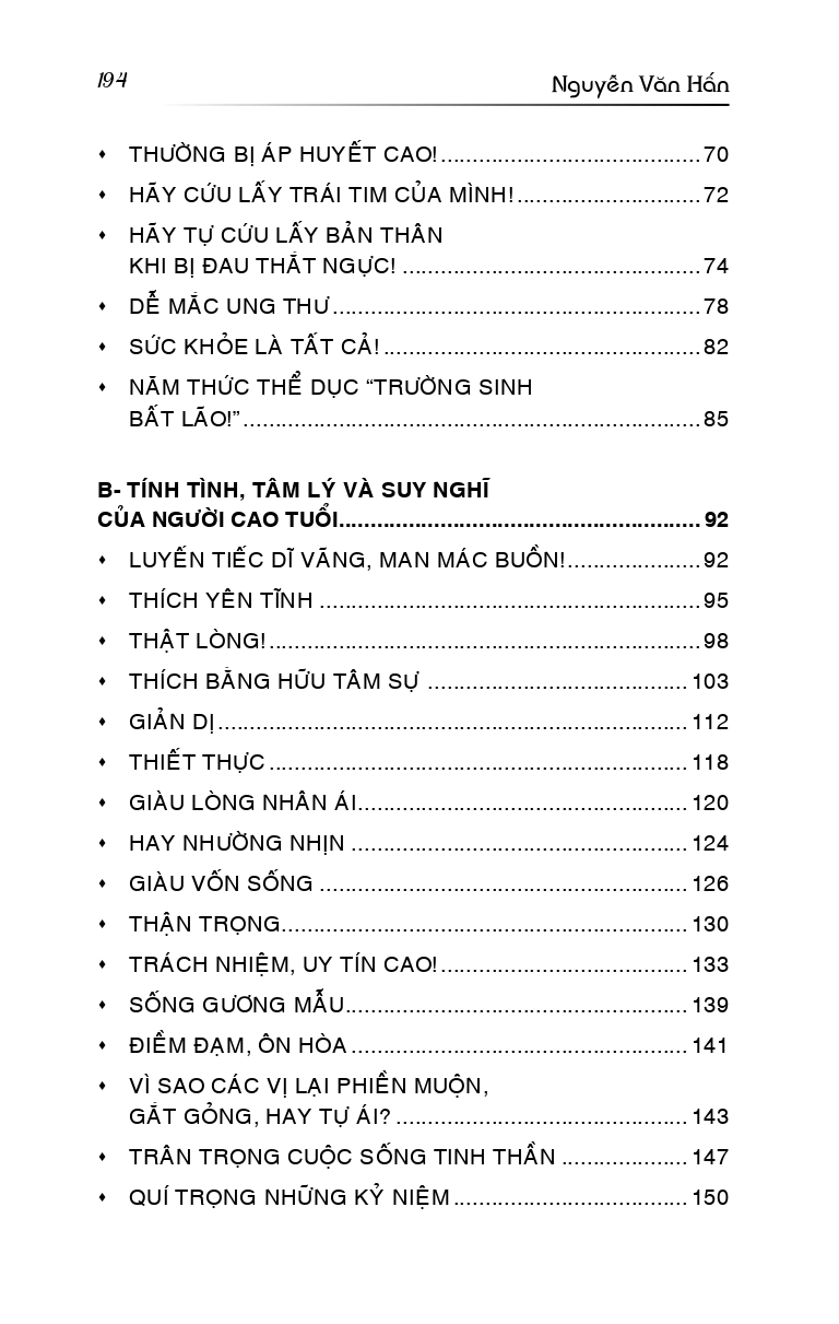 Sức Khỏe, Tâm Tính Người Cao Tuổi