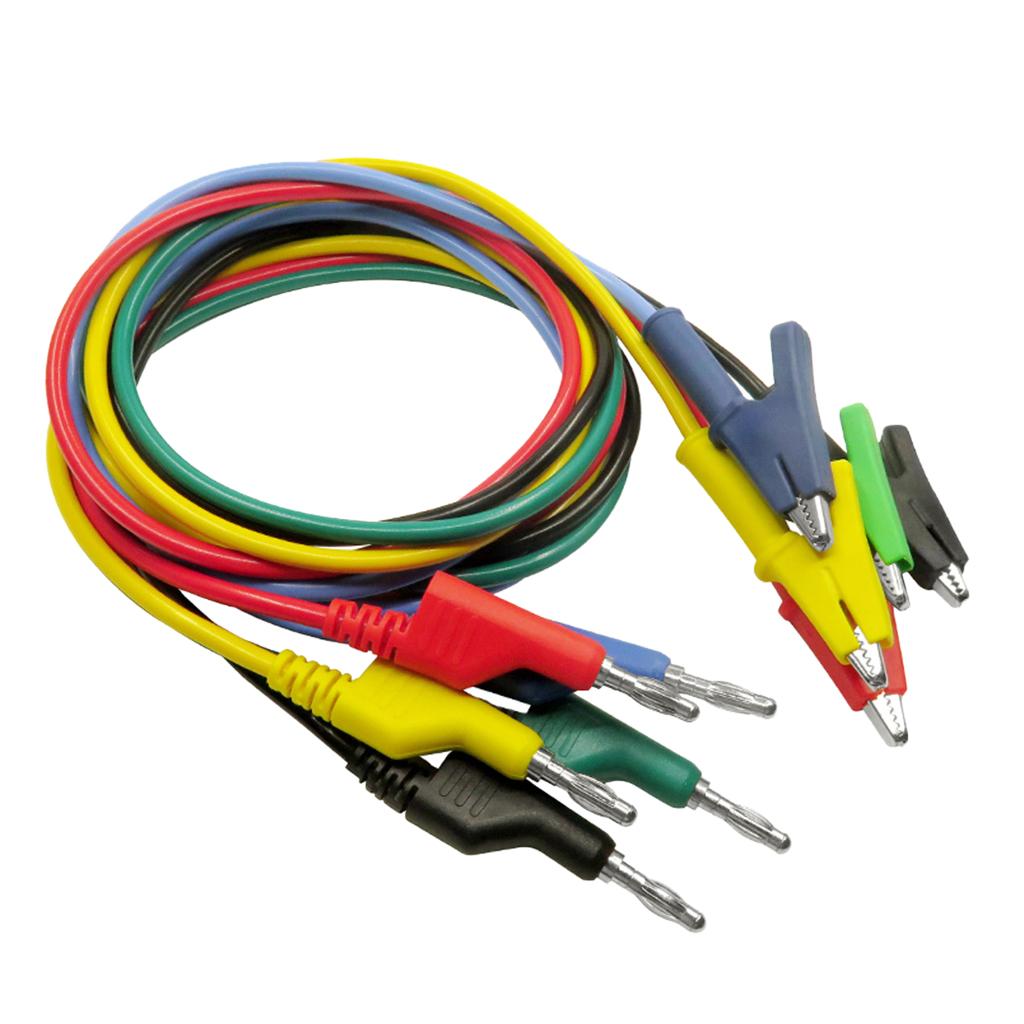 25x 5-Color Banana to Alligator Clip Lead Wire Cable Supplies 1000V 15A