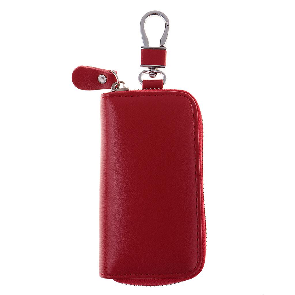 Genuine Leather Car Key Holder Keychain Case Bag Hook Pouch