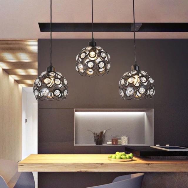 Đèn thả bàn ăn cầu tròn gắn hạt hale