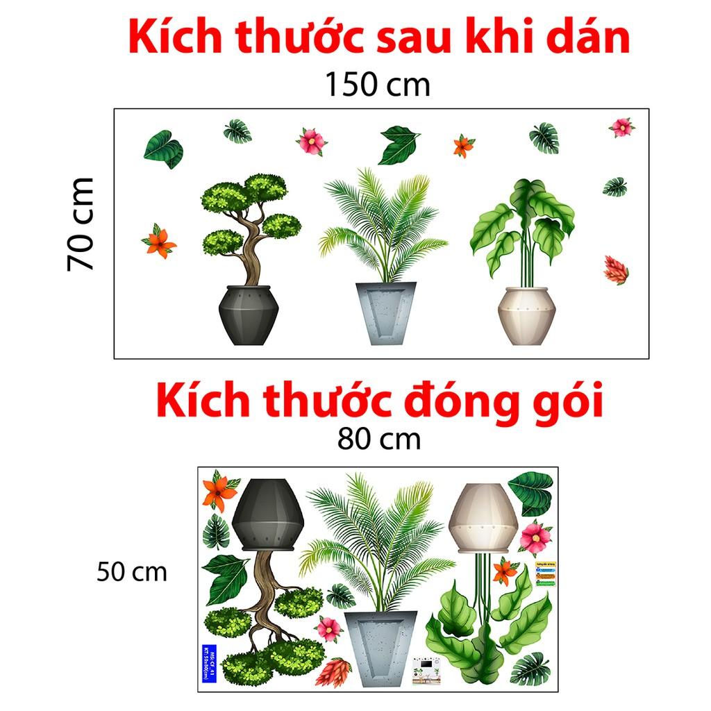 Decal trang trí quán bộ chậu bonsai mini