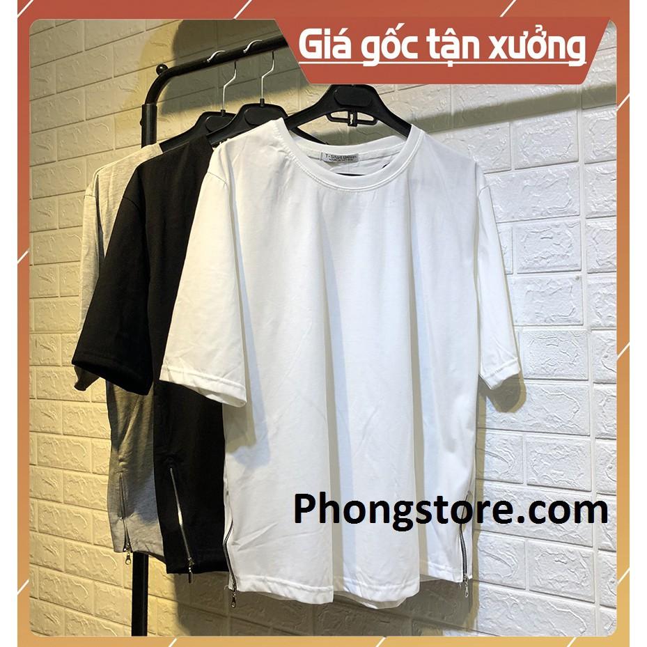 Áo thun tay lỡ Zipper khóa kéo 2 bên hông [ áo thun tay lỡ unisex nam nữ đều mặc được