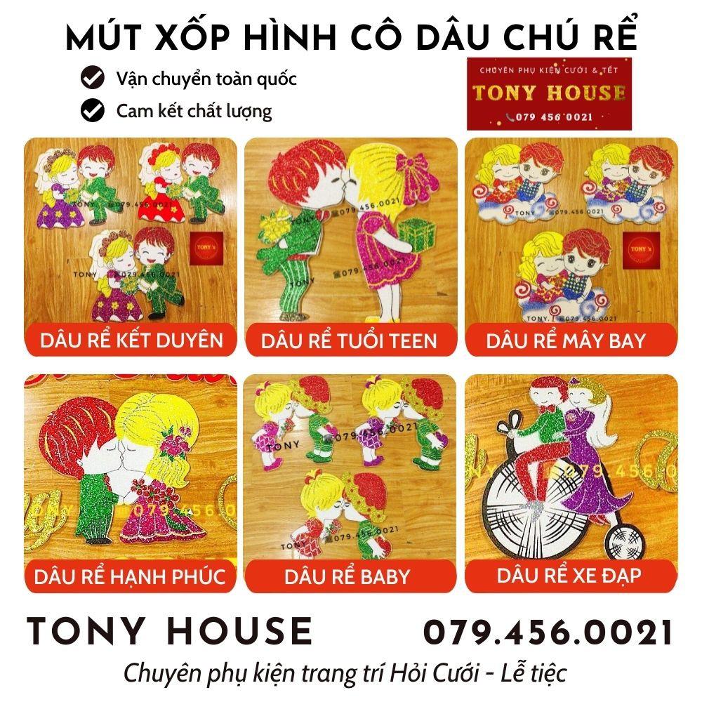 XỐP HÌNH CÔ DÂU CHÚ RỂ TRANG TRÍ NHÀ NGÀY CƯỚI TRUYỀN THỐNG