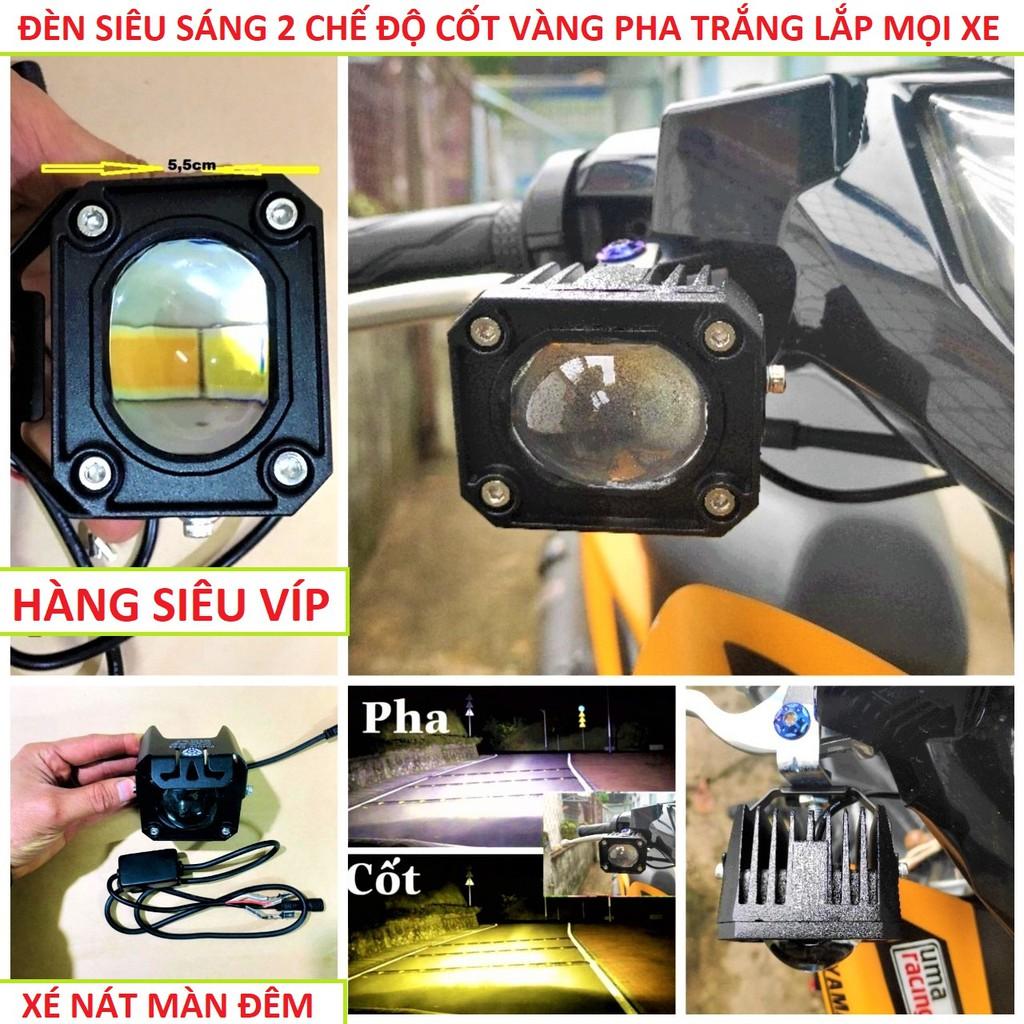 Đèn trợ sáng xe máy ô tô F20XP 2 màu siêu sáng công suất 60W hàng cao cấp chống nước