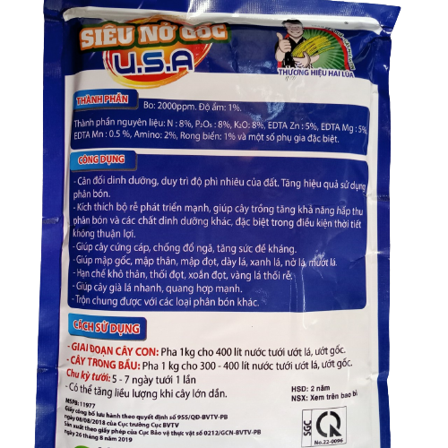 Siêu nở gốc USA, to củ, mập thân, ra rễ cực mạnh chuyên mai vàng gói 1kg