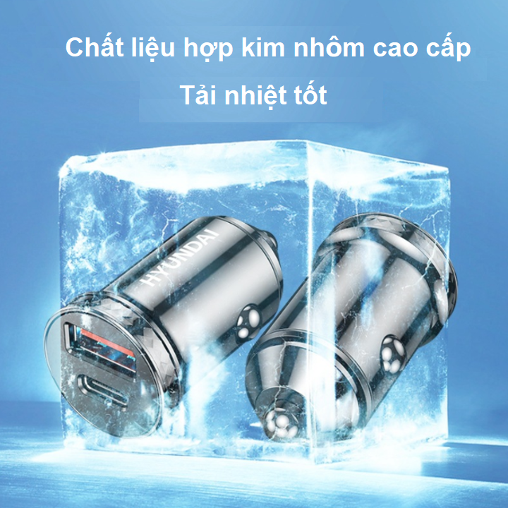 Tẩu sạc nhanh ô tô Hyundai HY-40C tích hợp 2 cổng PD+QC3.0 - Hàng Nhập Khẩu