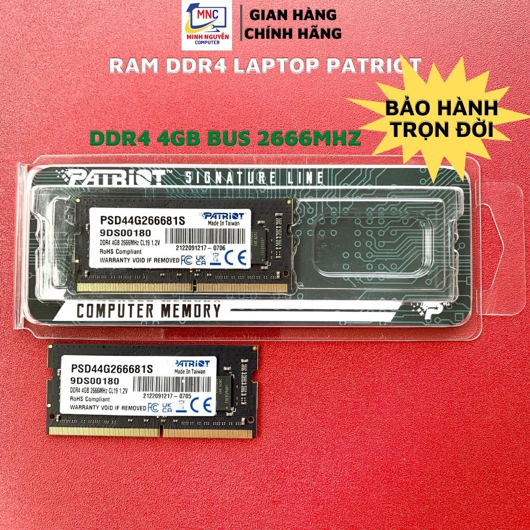 Ram DDR4 Laptop Patriot 8GB, 4GB Bus 2666 - Bảo Hành Trọn Đời - Hàng Chính Hãng