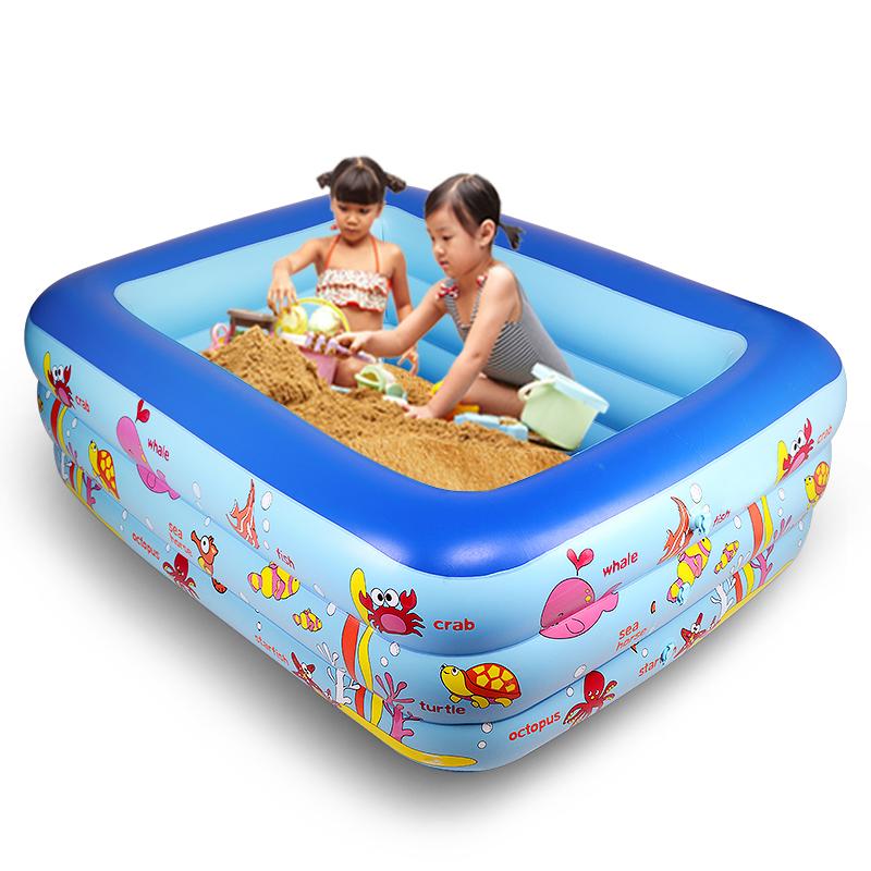 Bể bơi phao cho bé, bể phao bơi trẻ em loại to dày dài 2m1 cao 3 tầng swimming pool kèm bơm điện (Tặng 01 nến điện tử + 01 decal dán vở)