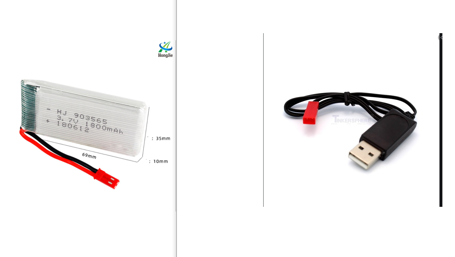 Pin kèm sạc 3.7v 1800mah JST Pin sạc máy bay