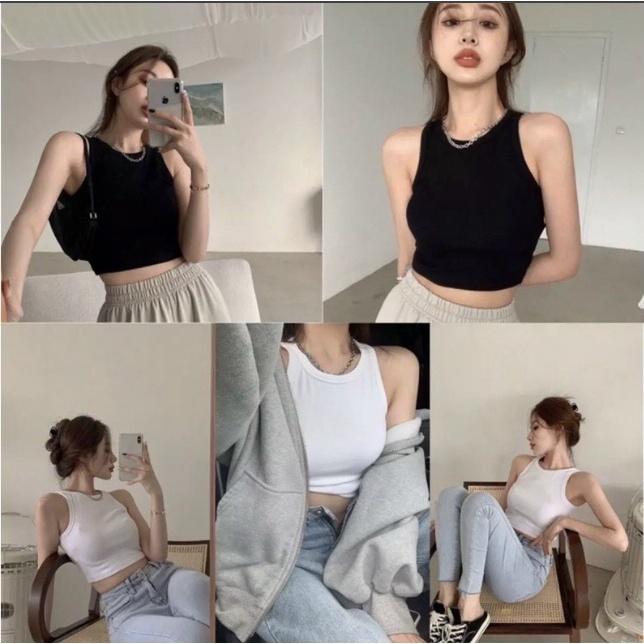 M68. Áo ba lỗ croptop ngược thun gân mềm mịn, hàng loại 1 cao cấp (có sẵn - )