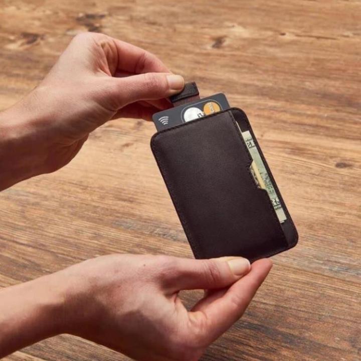 Ví da nam, ví nữ da thật namecard có dây rút thời trang OLUX.