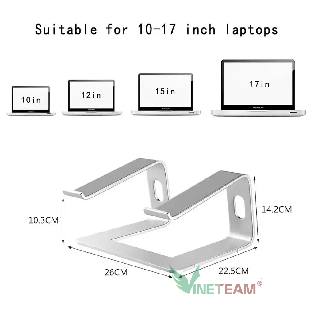 Giá Đỡ Máy Tính Laptop Macbook Hợp Kim Nhôm Cao Cấp VINETTEAM P4 Hỗ Trợ Tản Nhiệt Có Thể Tháo Rời - Hàng Chính Hãng