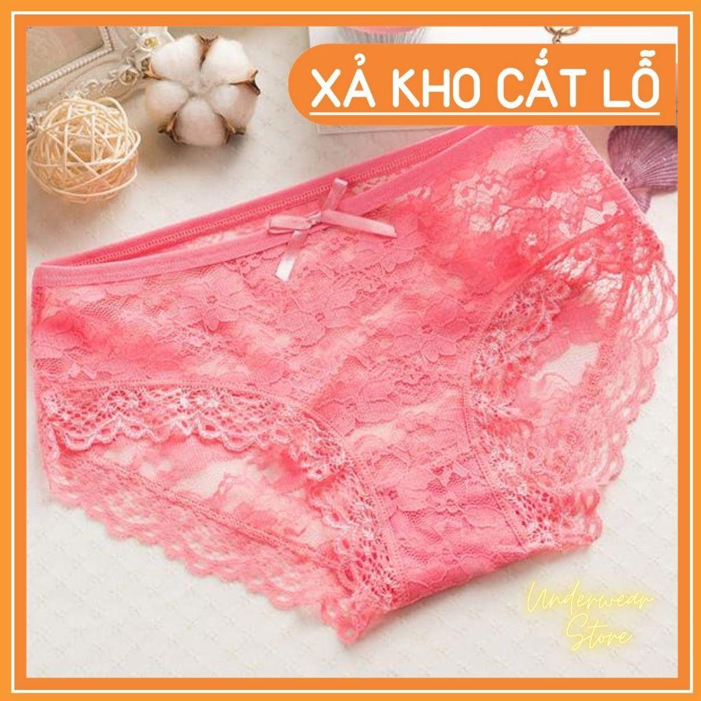 Sét 10 Quần Lót Nữ Ren Hoa Cạp Đính Nơ Chất Mềm Mịn Thoáng Mát