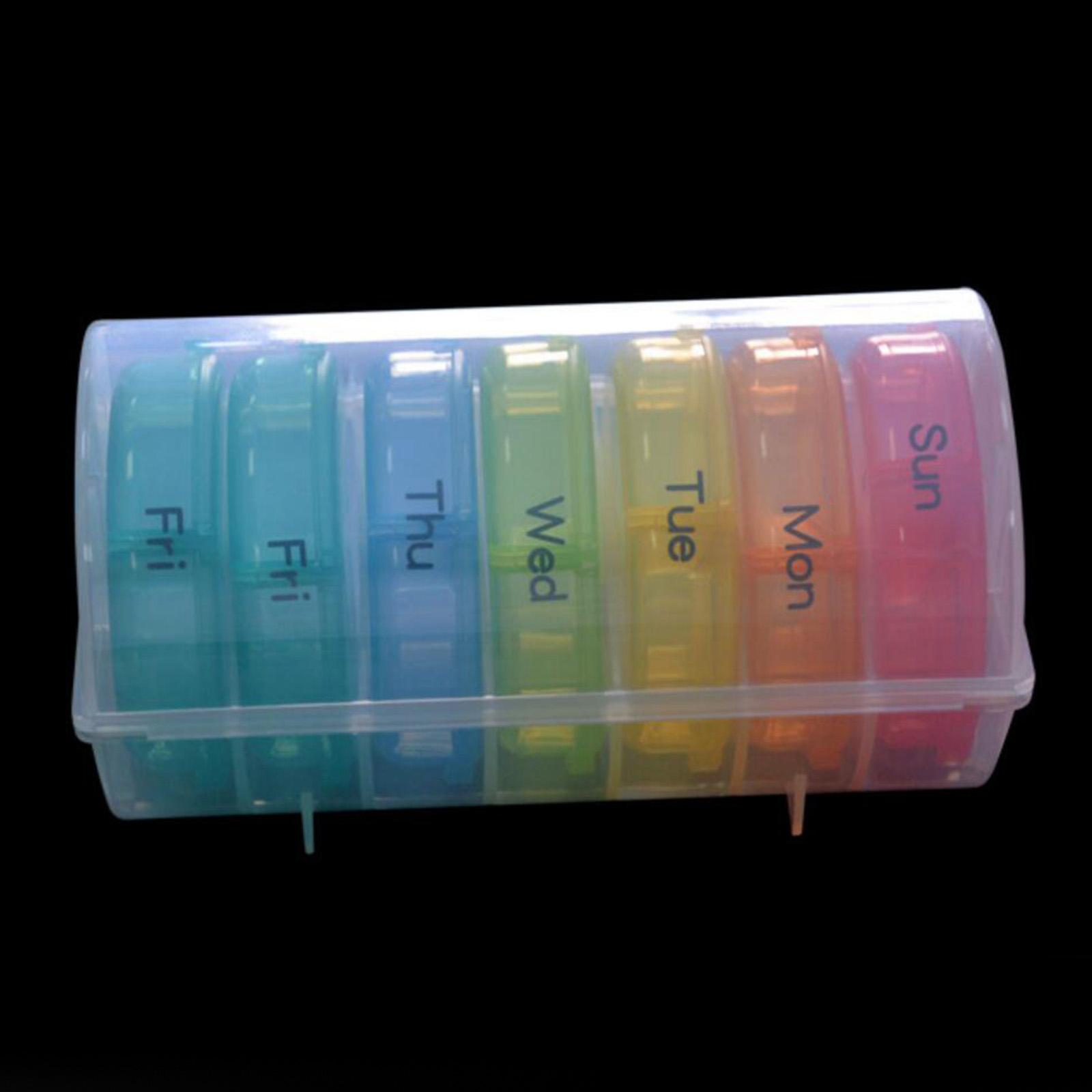 Rainbow Design Portable Seven-Day Pill Box Medicine Case Organiser for Vitamins Fish Oil