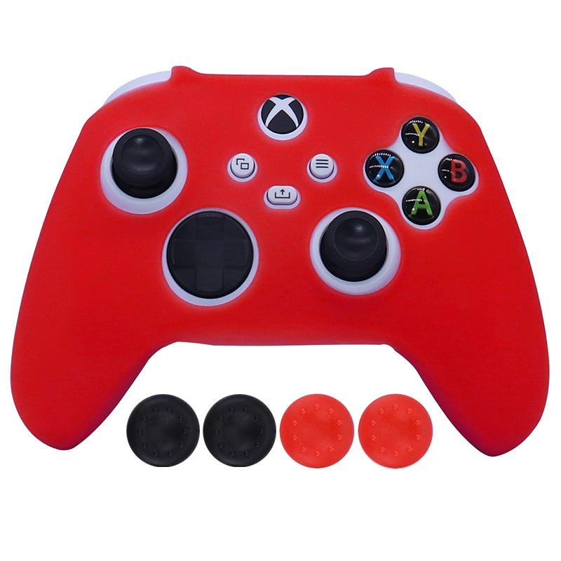 Màu hồng mềm silicon gamepad đeo kính bảo vệ da che phủ da Case Coverstick nắp cho xbox series s x điều khiển da màu: màu đỏ