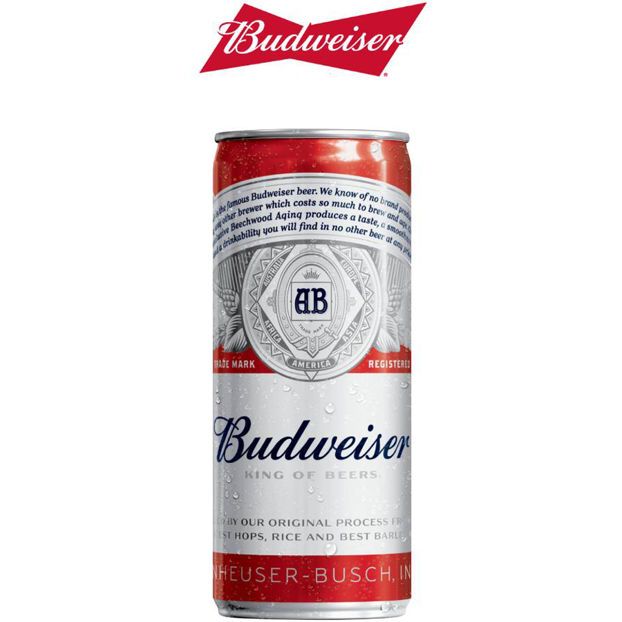 Lốc 6 Lon Bia Budweiser Sleek Can Chính Hãng (330ml/ lon)