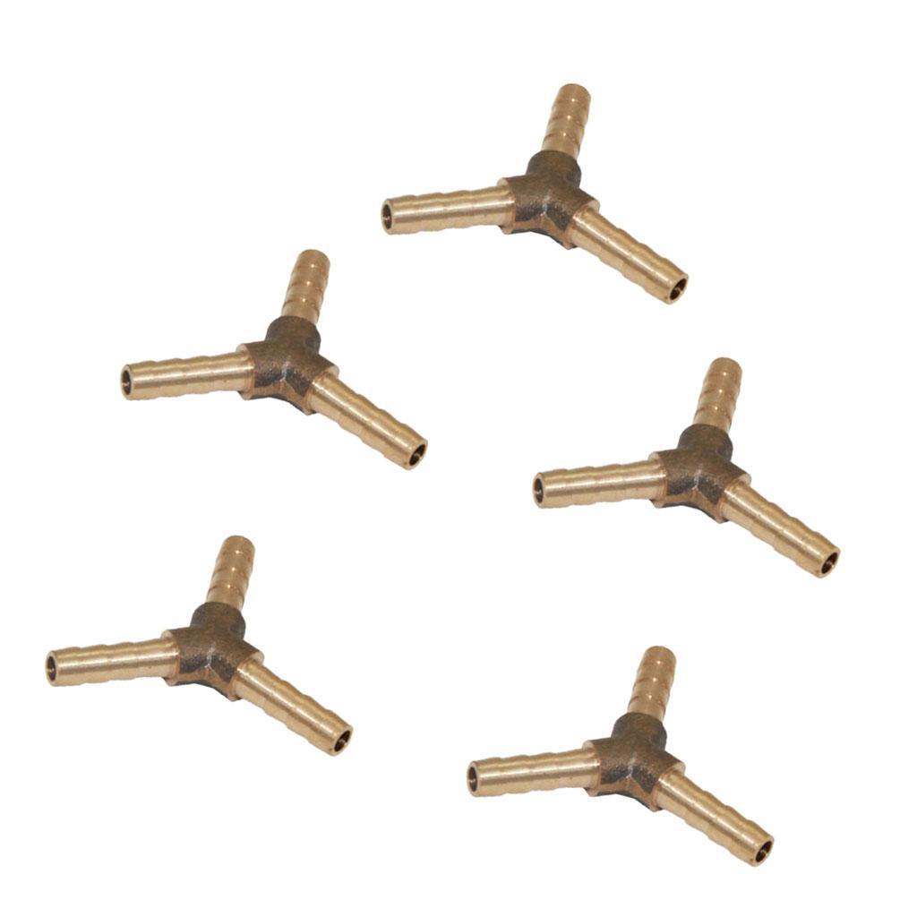 3X 5Pcs Brass 3 Ways Barbed Hose Tube Pipe Pagoda Fitting Connector 6mm-6mm