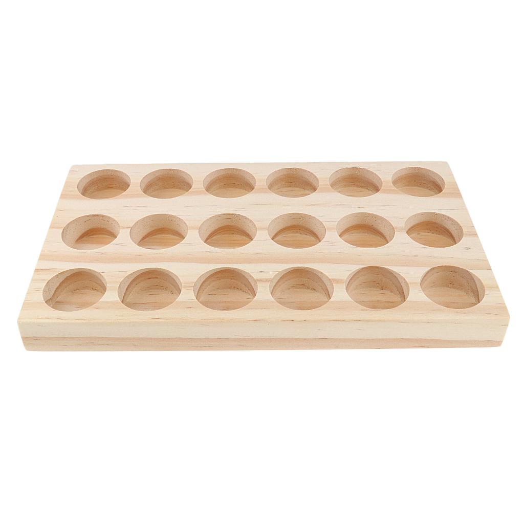 2pcs Rectangle Handmade Wood 15ml Essential Oil Display Case Storage Rack