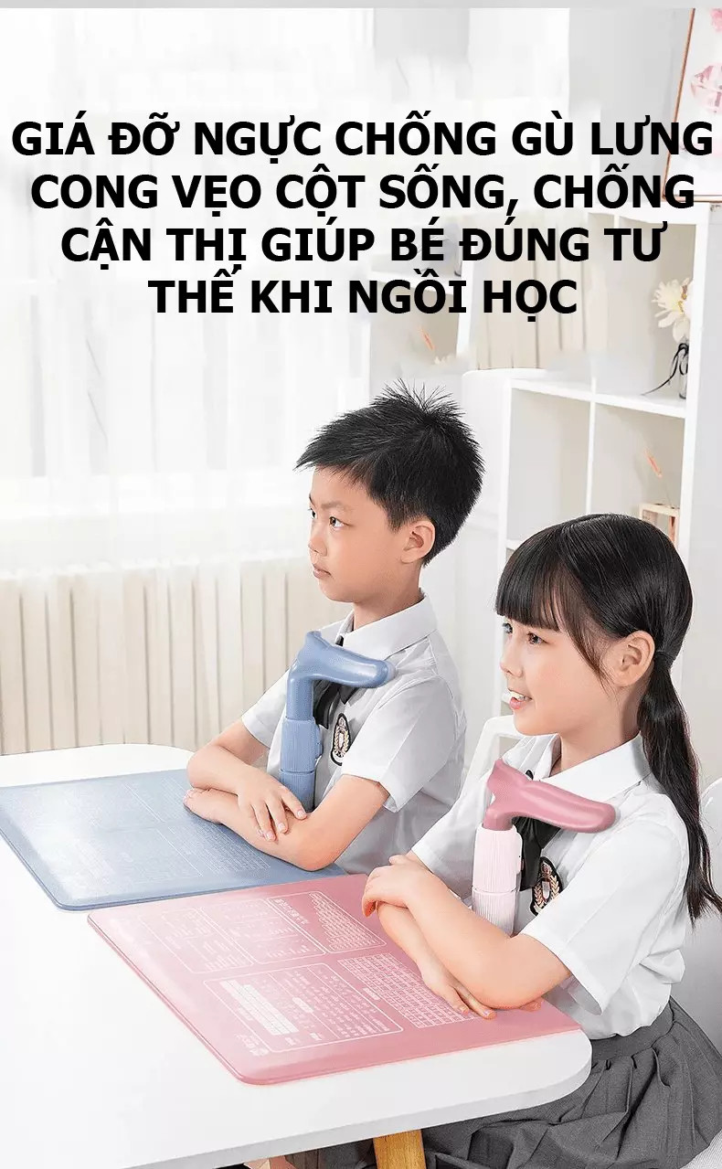 Giá đỡ ngực chống gù lưng cong vẹo cột sống, chống cận thị giúp bé đúng tư thế khi ngồi học