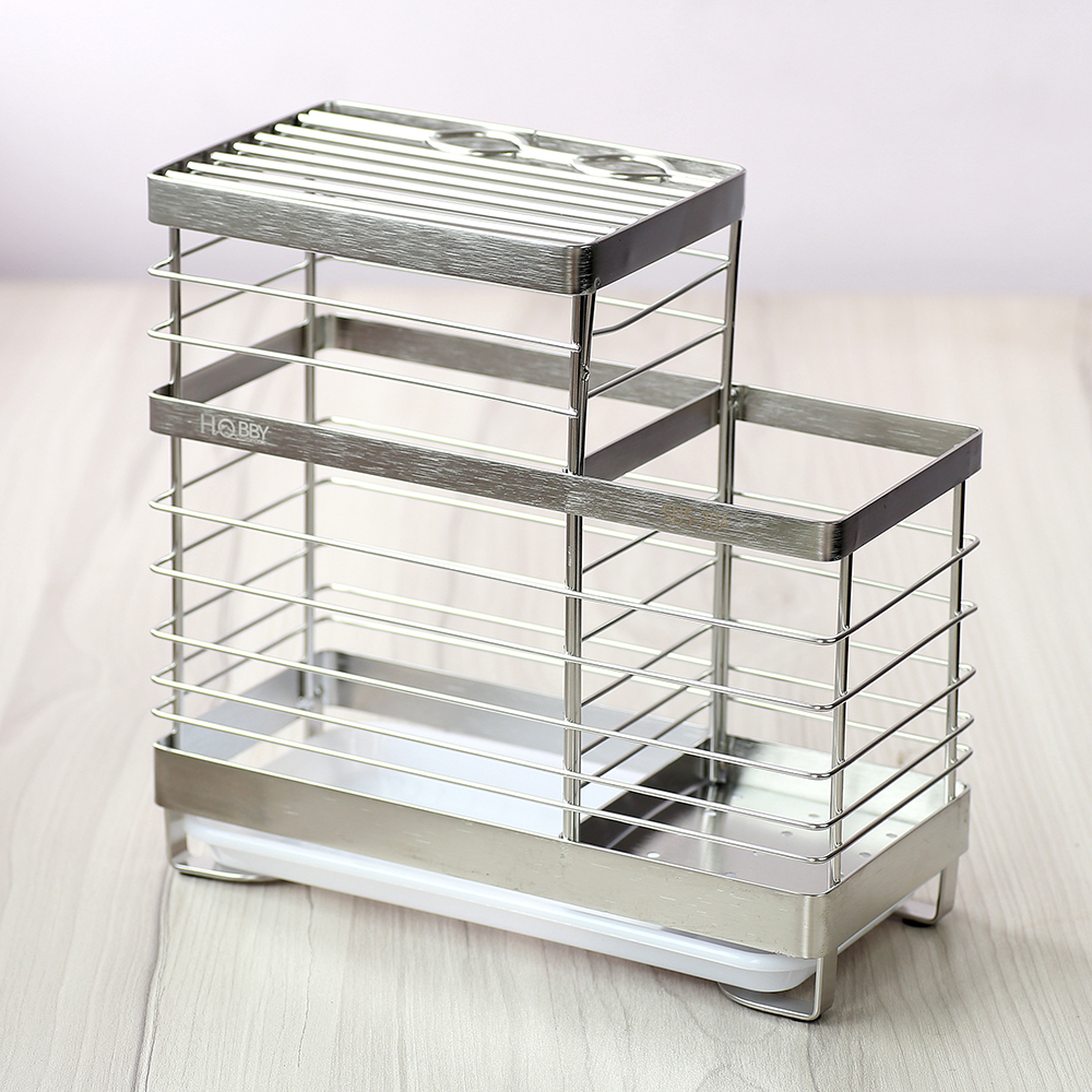 Kệ đựng đũa muỗng dao kéo 2 ngăn đa năng Hobby Home Decor KDM Inox 304 không rỉ sét