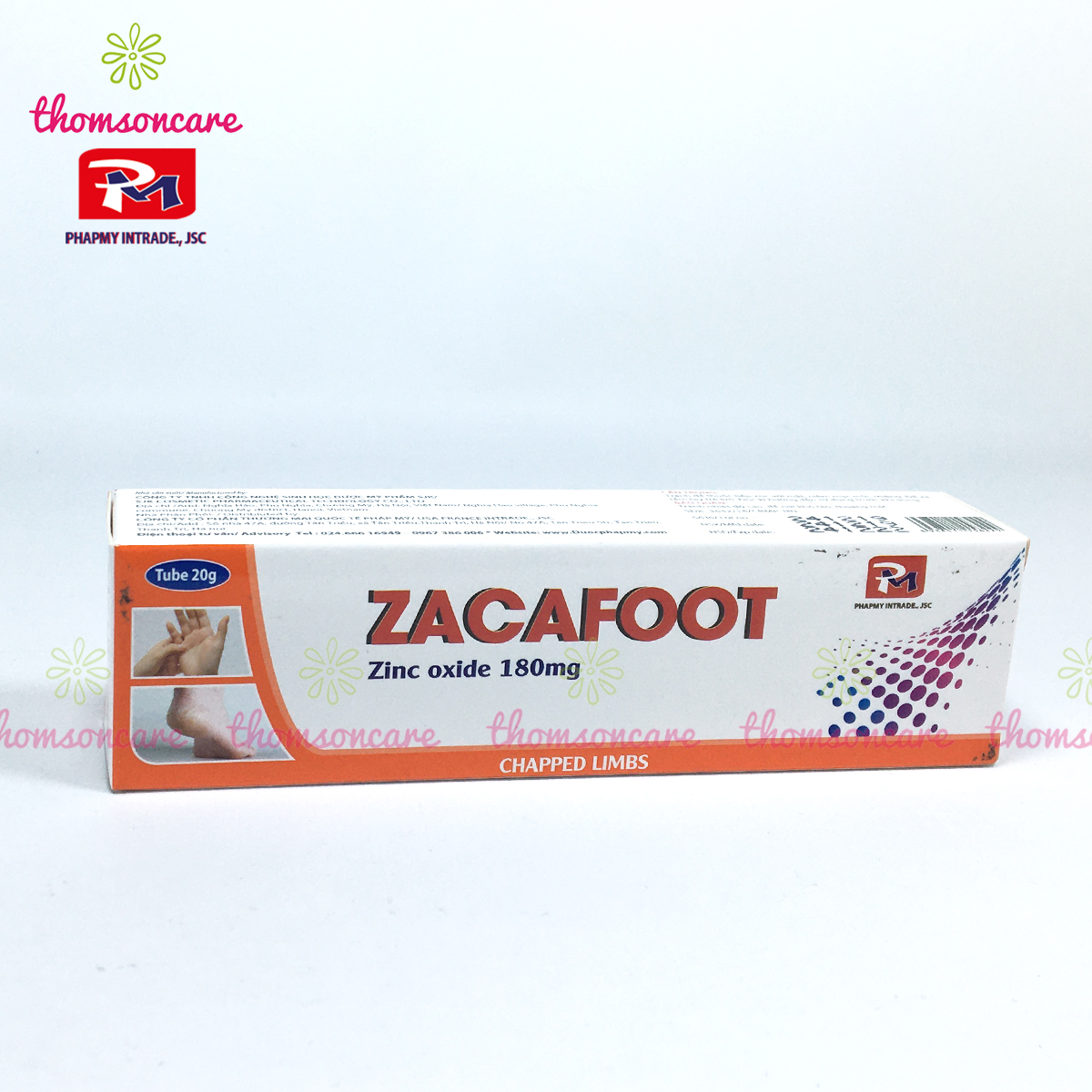 Zacafoot - Kem dưỡng ẩm, giảm khô, nẻ, nứt gót chân, tay - Từ Kẽm Oxyd, tinh chất nghệ Nano Curcumin, vaseline và mật ong