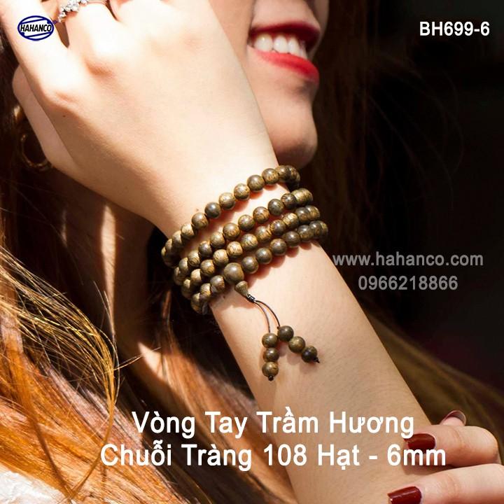 Vòng tay Trầm Hương chuỗi tràng 108 hạt (BH699) Chuỗi vòng trầm 2in1 - Trầm Tốc Việt - Bracelet of HAHANCO