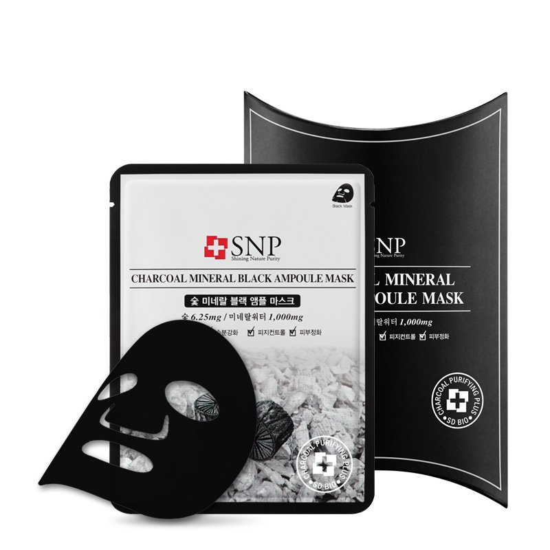 Hộp Mặt Nạ Than Hoạt Tính Se Khít Lỗ Chân Lông SNP Charcoal Mineral Black Ampoule Mask