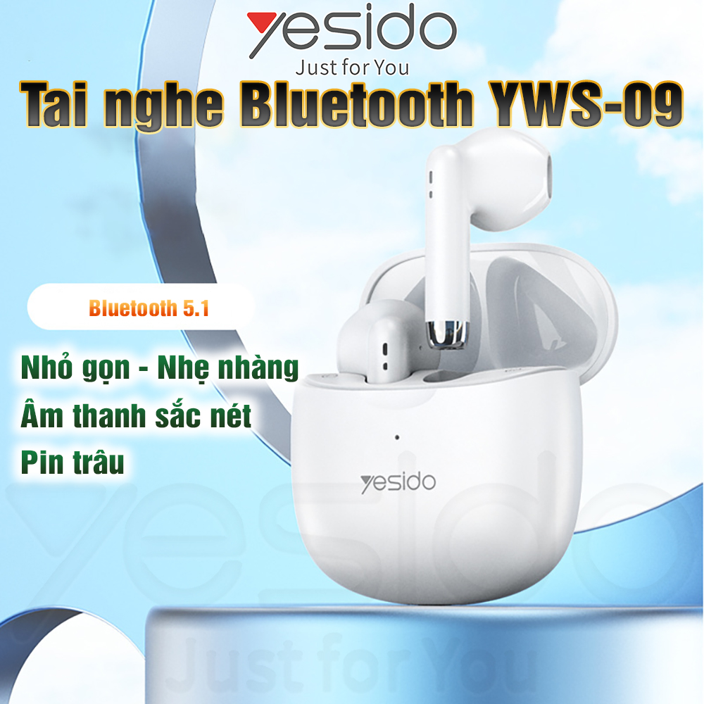 Tai nghe Bluetooth Yesido TWS-09 Nhỏ gọn Nhẹ nhàng Thoải mãi khi đeo Bluetooth 5.1 Không độ trễ Hàng nhập khẩu