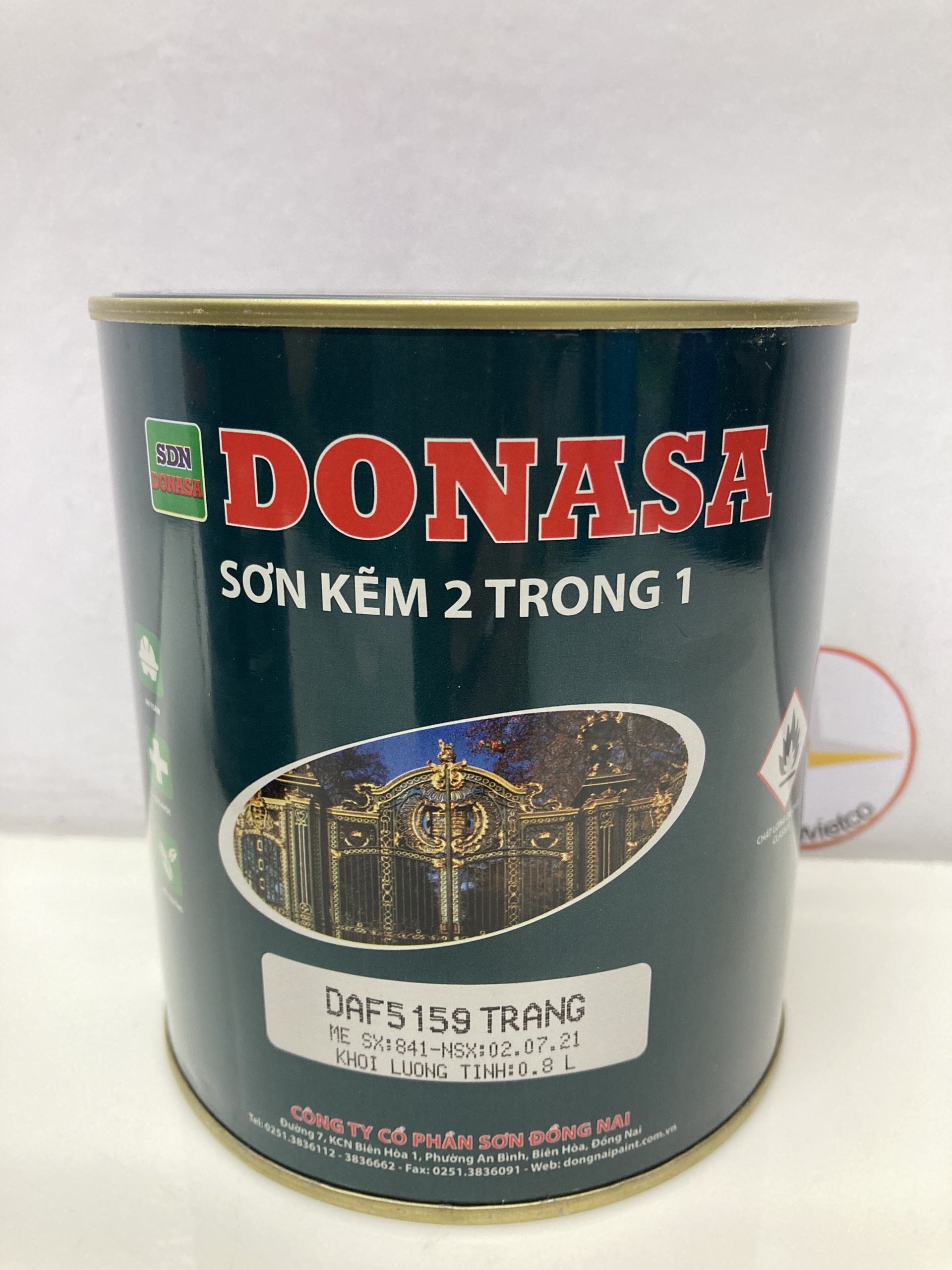 Sơn Sắt Kẽm Donasa 2 trong 1 màu DAF 5159 Trắng_800ml